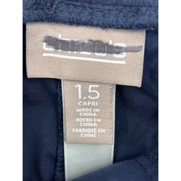 Chico's Casual Cotton Stretch Capri Crop Pant Navy Blue Size 1.5 (10) Medium - Picture 5 of 6